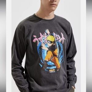 Naruto Shippuden Spiral Long Sleeve Tee Gray Size Large 20th Anniversary